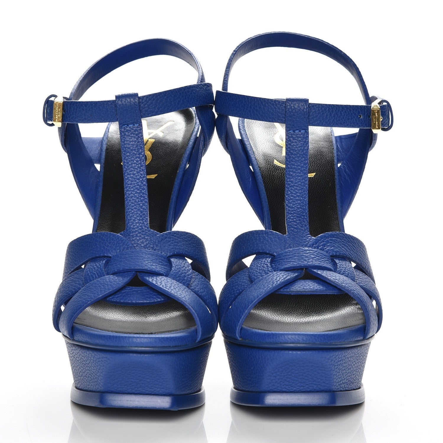 Saint Laurent Calfskin Tribute 105 Platform Sandals 35 Royal Blue 2 of 7