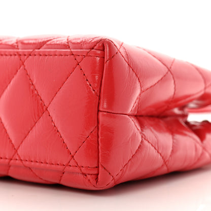 Chanel Shiny Aged Calfskin Quilted Nano Kelly Shopper Dark Red 10 of 14