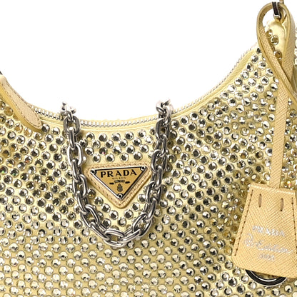 Prada Satin Crystal Re-Edition 2005 Shoulder Bag Ananas 9 of 11