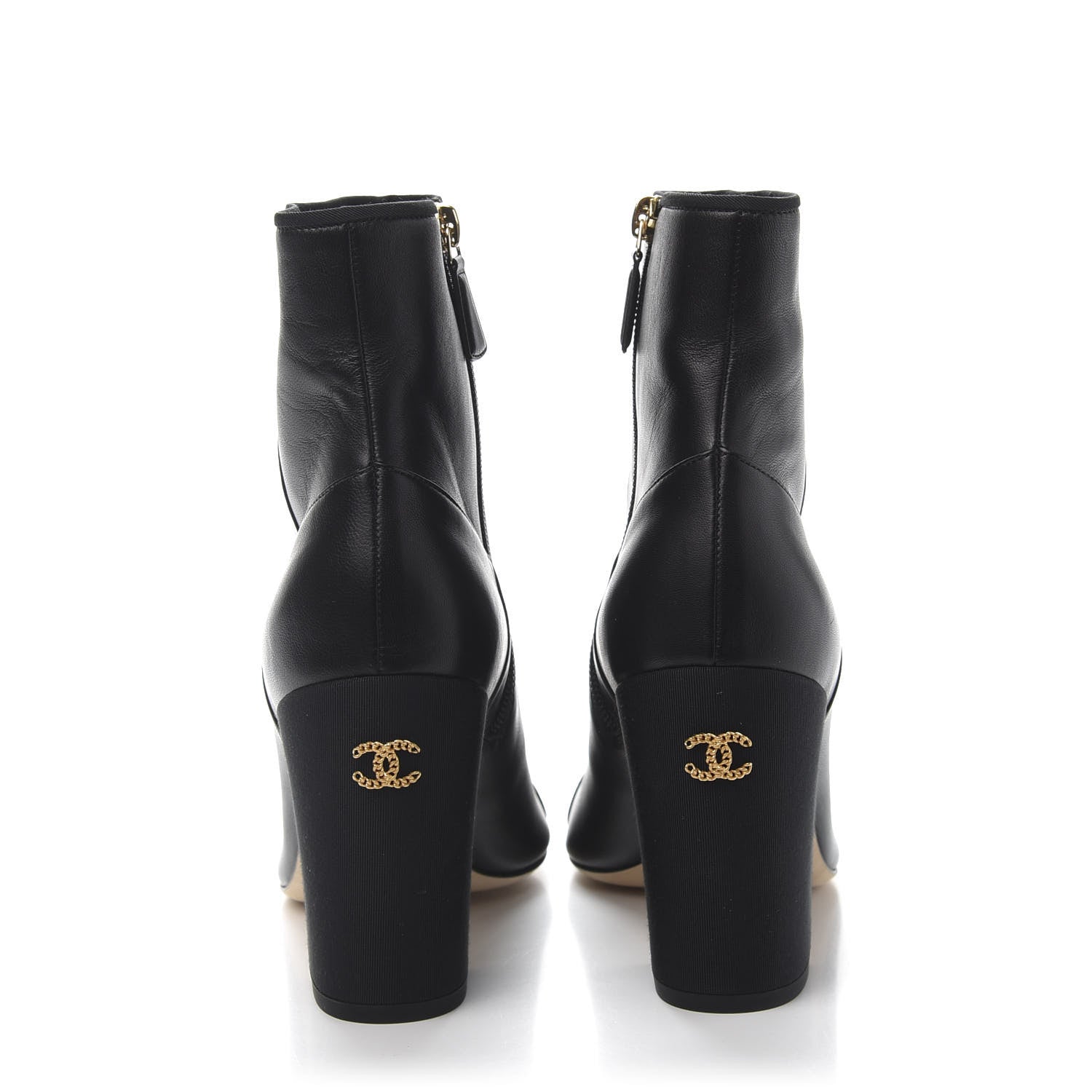 Chanel Lambskin Grosgrain CC Cap Toe Short Boots 39.5 Black 5 of 10