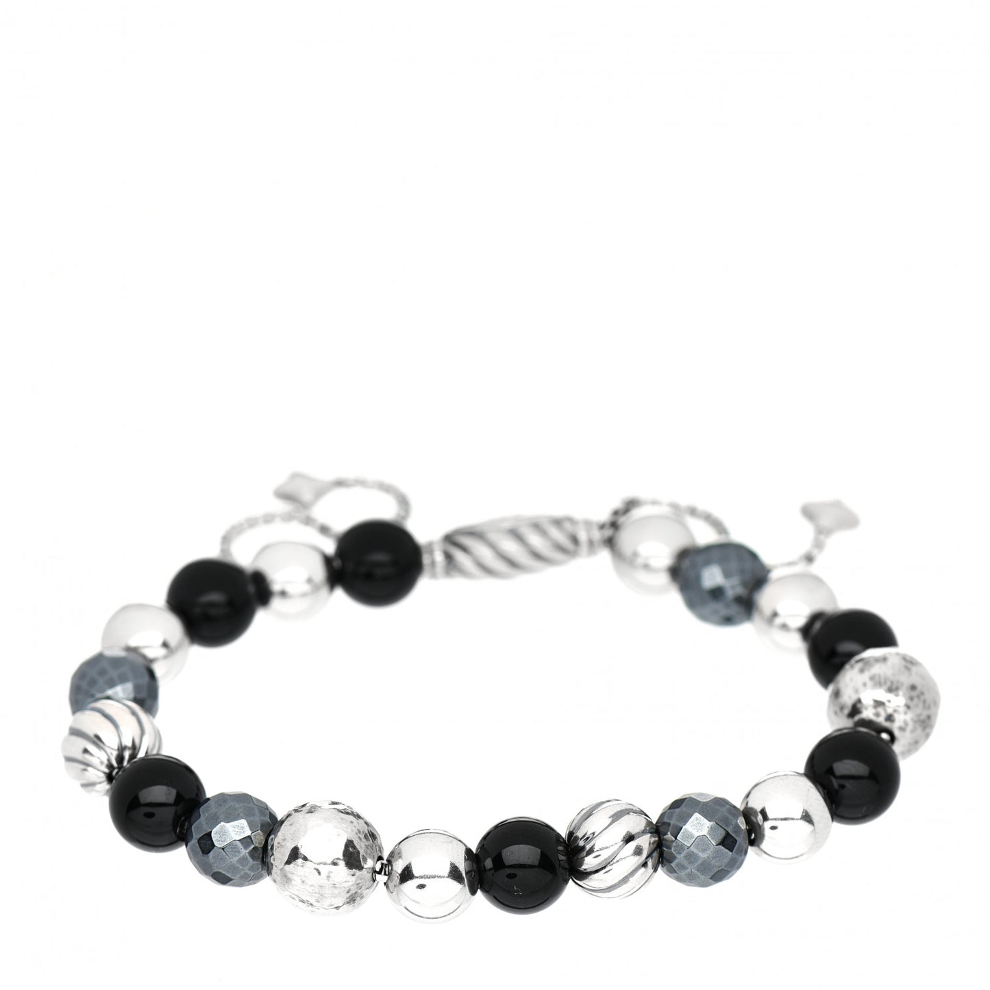 Sterling Silver Black Onyx Hemitine 8mm Elements Bead Bracelet