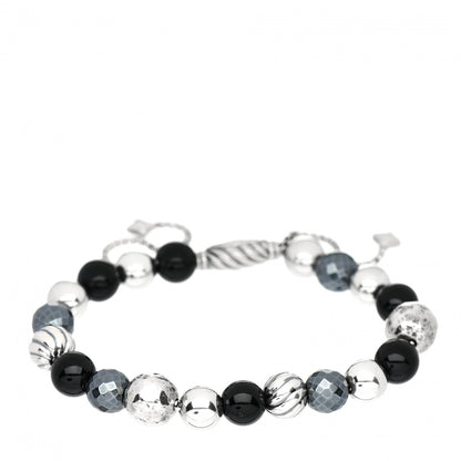 David Yurman Sterling Silver Black Onyx Hemitine 8mm Elements Bead Bracelet 1 of 4