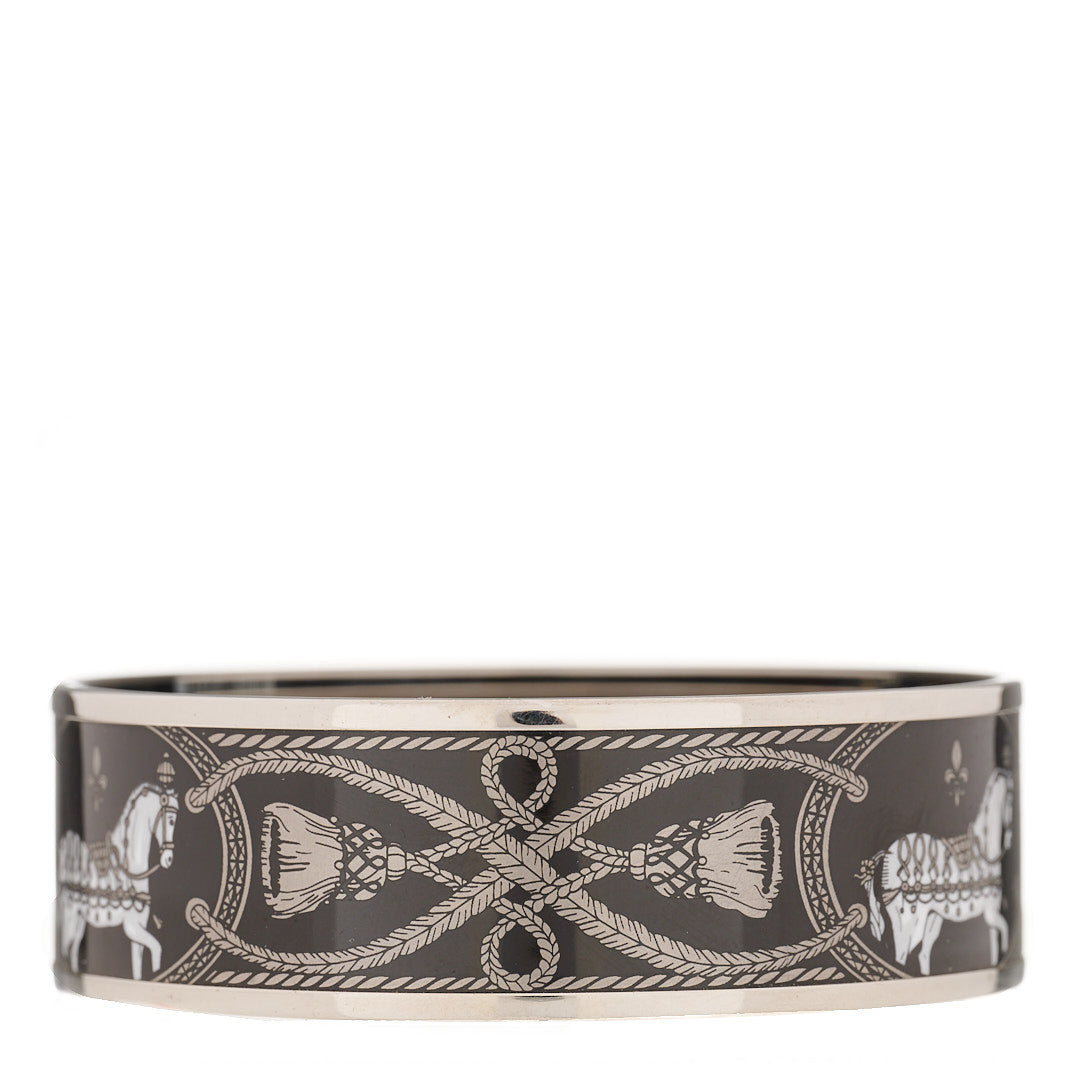 Hermes Enamel Printed Wide Grand Apparat Bracelet 65 Black 2 of 5