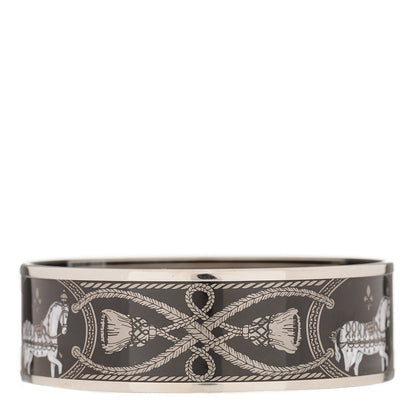 Hermes Enamel Printed Wide Grand Apparat Bracelet 65 Black 2 of 5