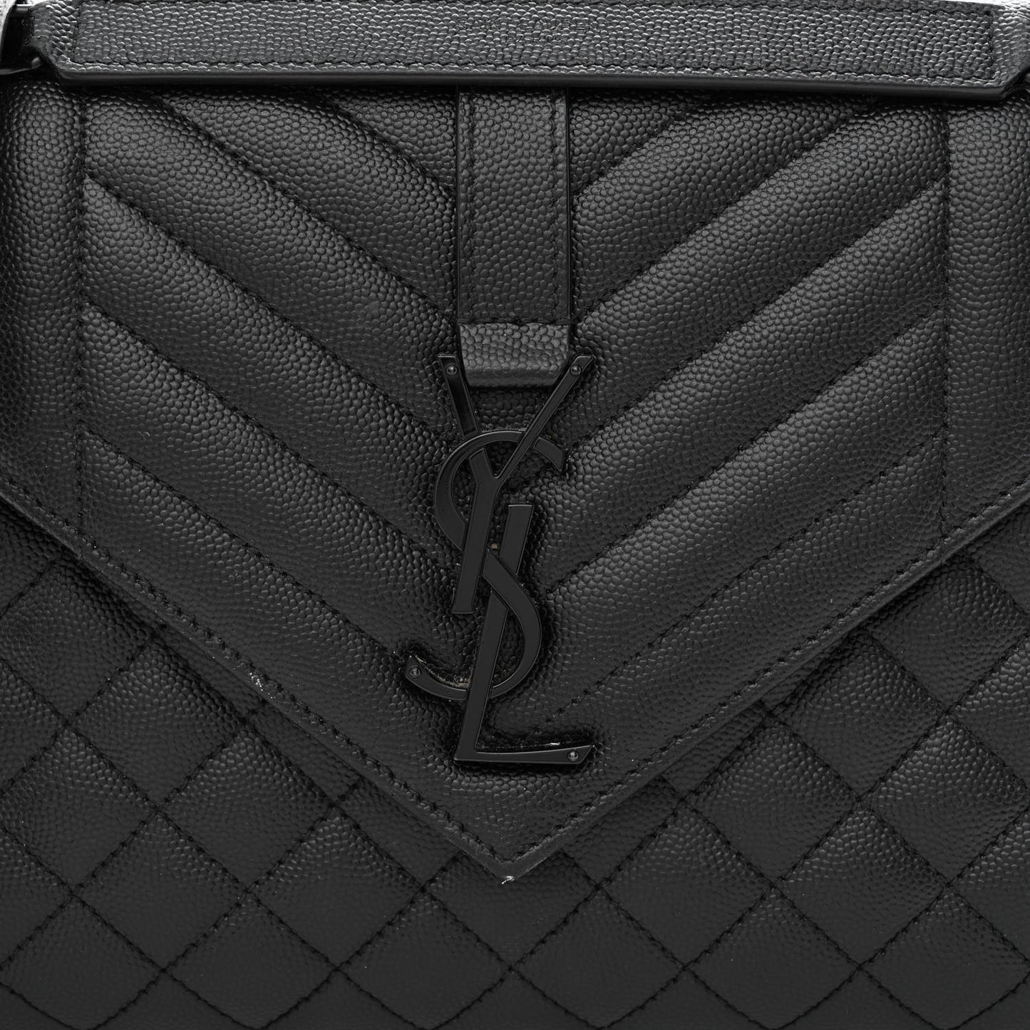 Grain De Poudre Textured Mixed Matelasse Triquilt Medium Monogram Monochrome Satchel Black