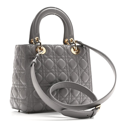 Christian Dior Lambskin Cannage Medium Lady Dior Grey 3 of 9