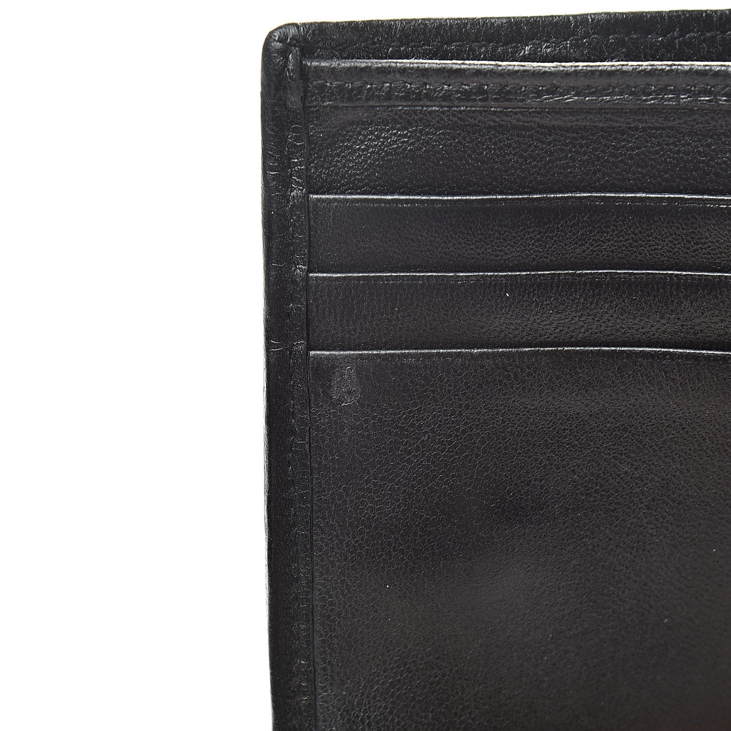 Lambskin Stitched Compact French Wallet Black