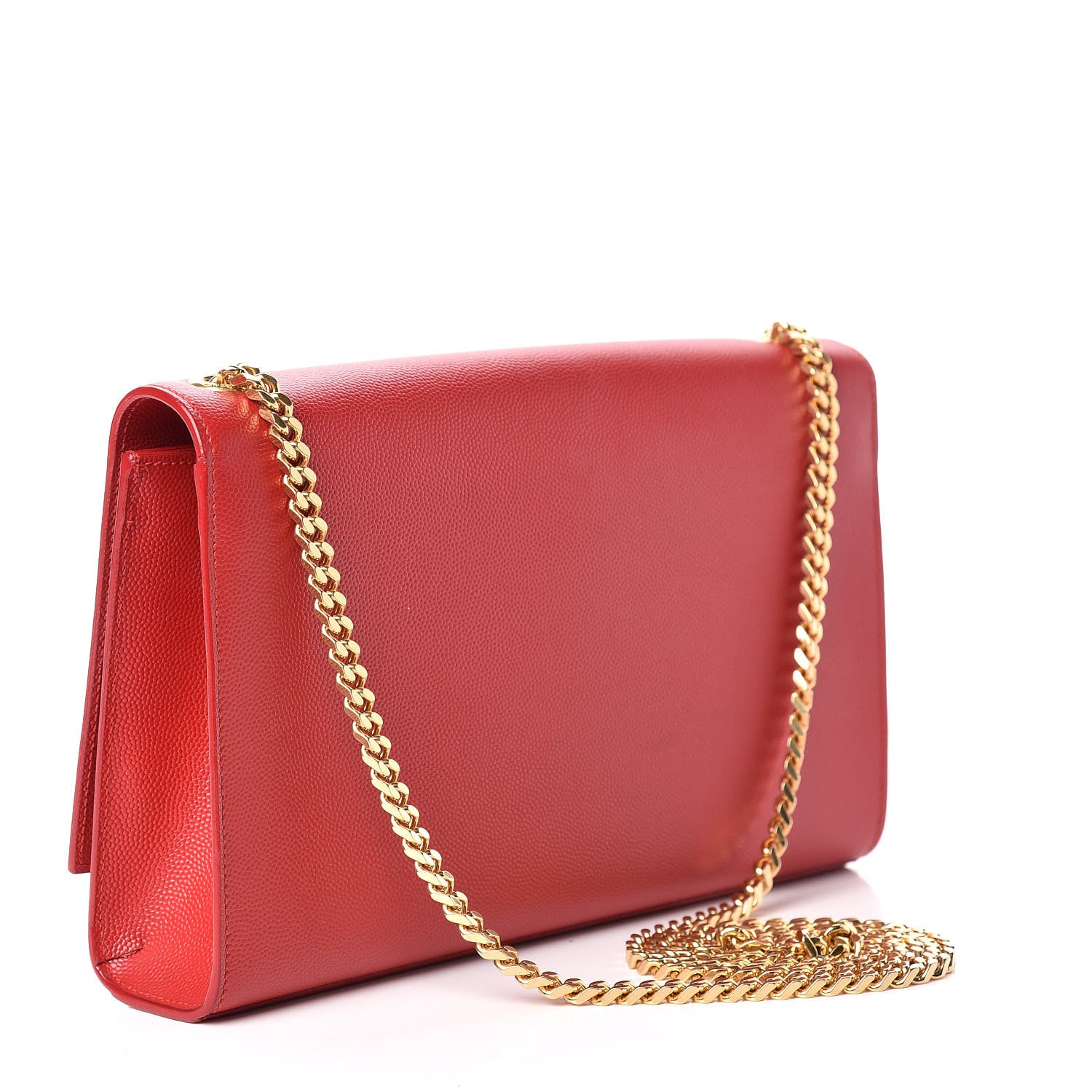 Saint Laurent Grain De Poudre Medium Monogram Kate Satchel Red 3 of 13