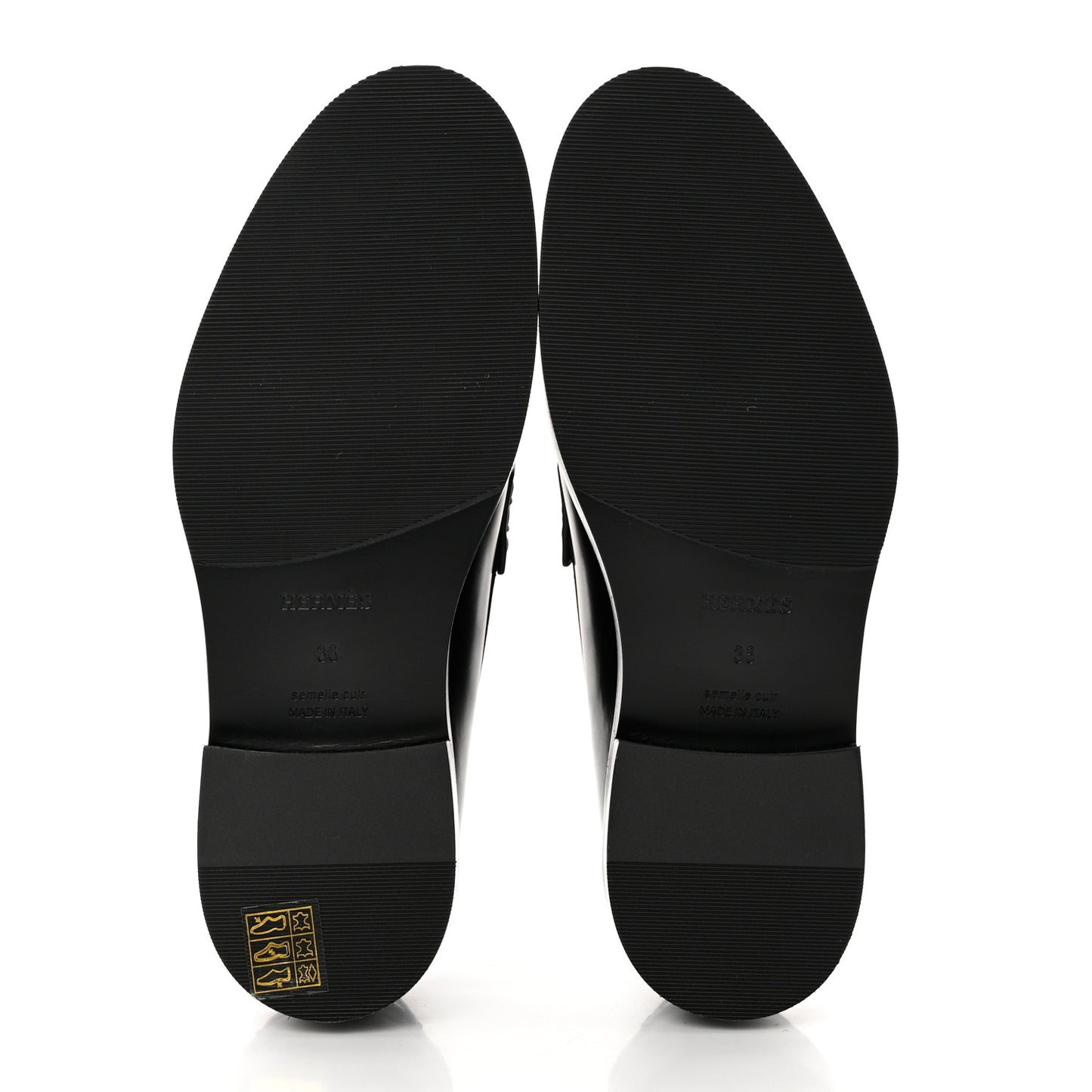 Glazed Calfskin Womens Hour Loafers 36 Black