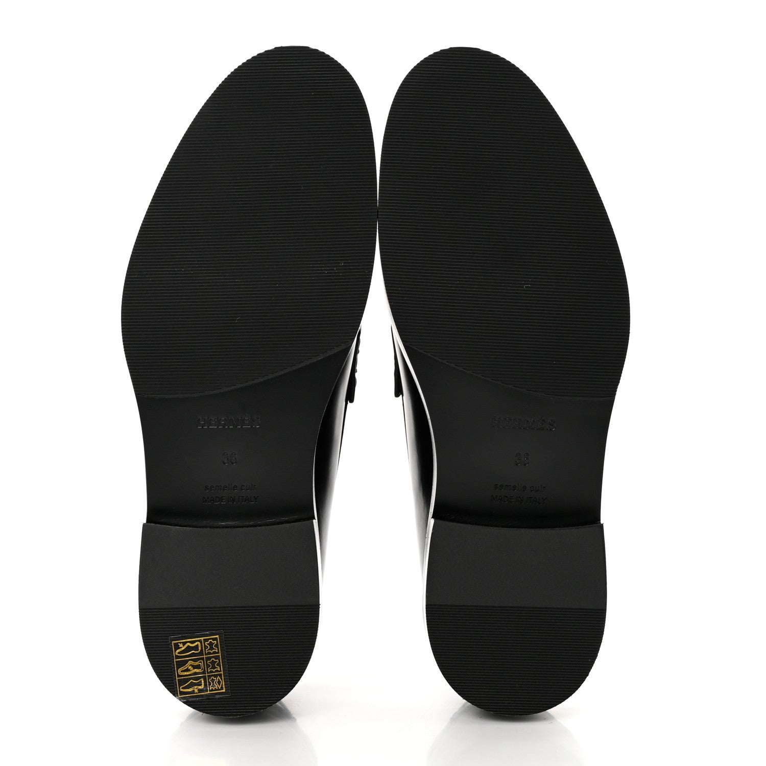 Hermes Glazed Calfskin Womens Hour Loafers 36 Black 5 of 9