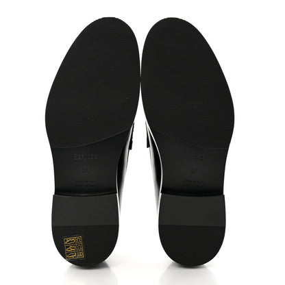 Hermes Glazed Calfskin Womens Hour Loafers 36 Black 5 of 9