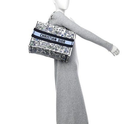 Christian Dior Canvas Embroidered Medium Flowers Book Tote Blue 2 of 11