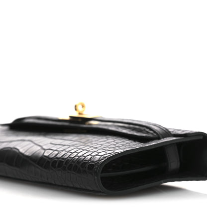 Hermes Matte Alligator Kelly Wallet To Go Black 10 of 12