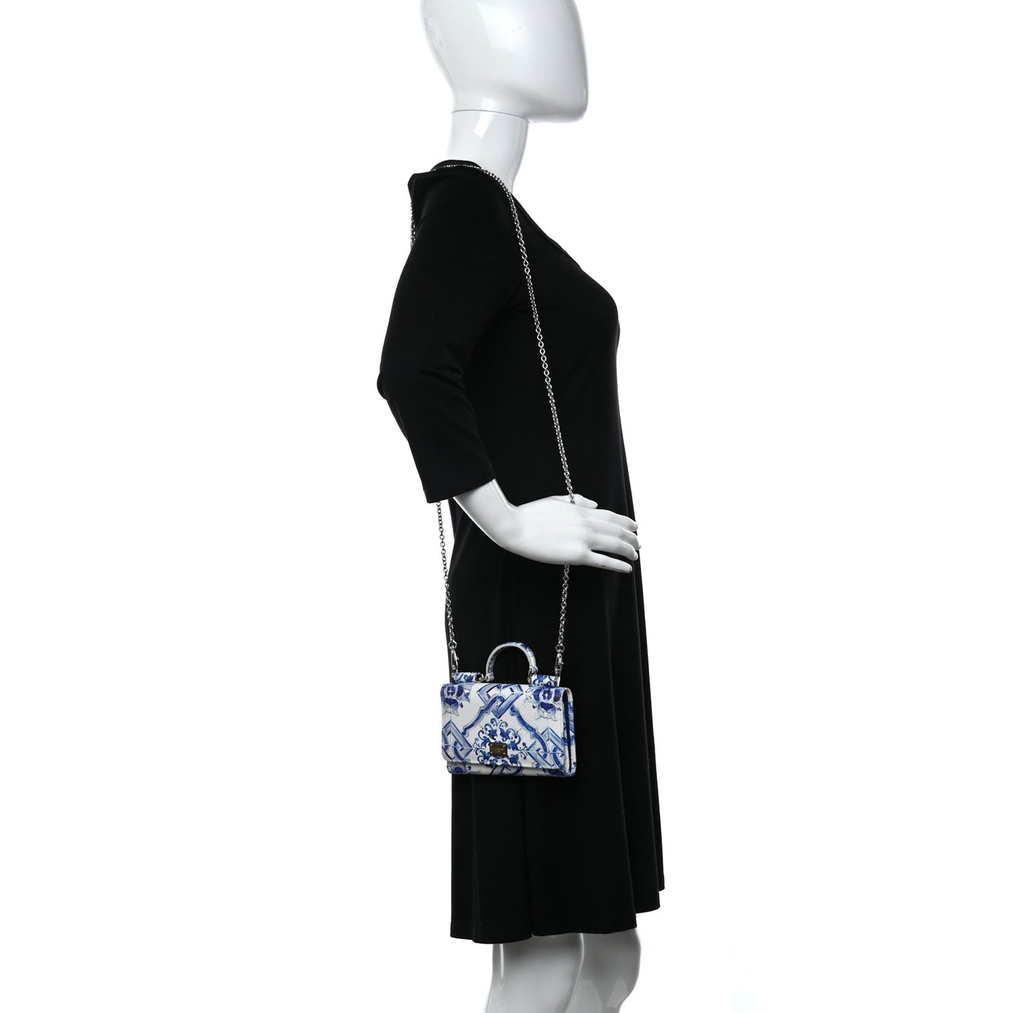Dauphine Majolica Printed Mini Sicily Von Bag White Blue