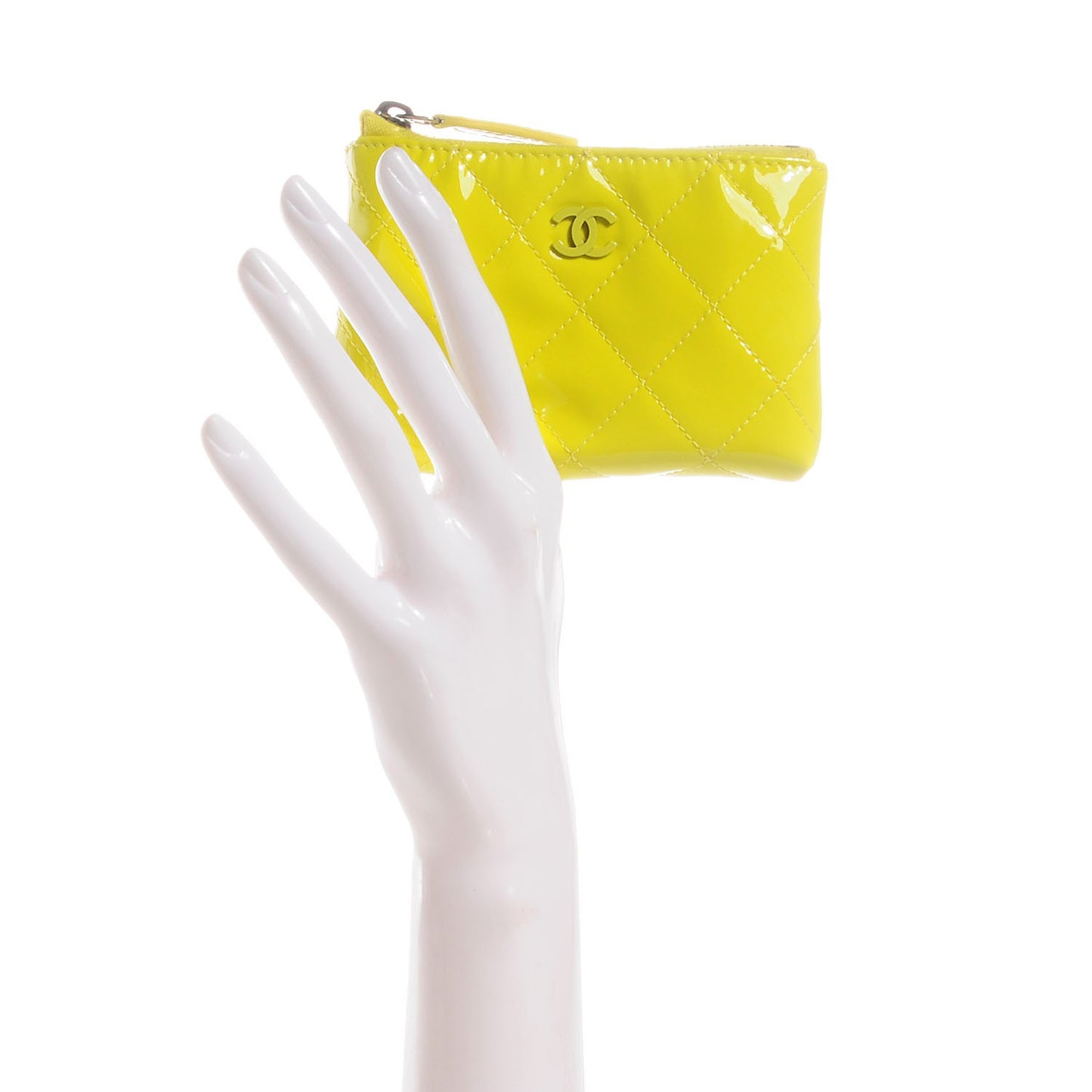 Patent Quilted Key Holder Case Yellow