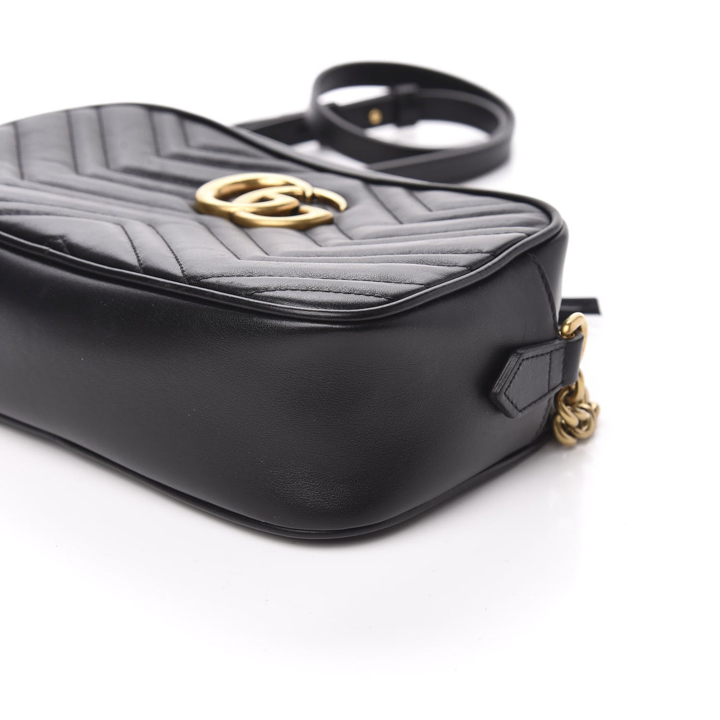 Calfskin Matelasse Small GG Marmont Chain Shoulder Bag Black