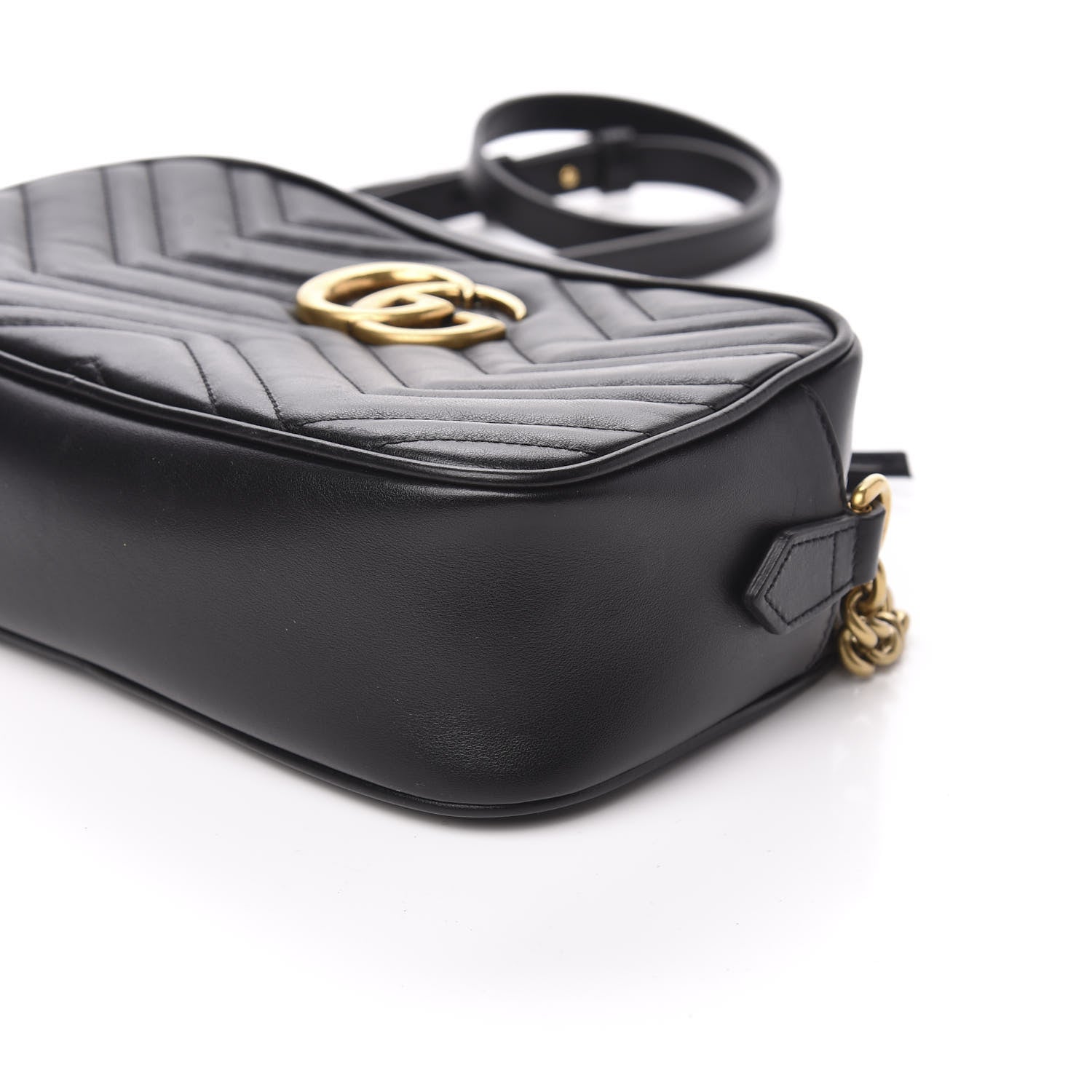Gucci Calfskin Matelasse Small GG Marmont Chain Shoulder Bag Black 9 of 10
