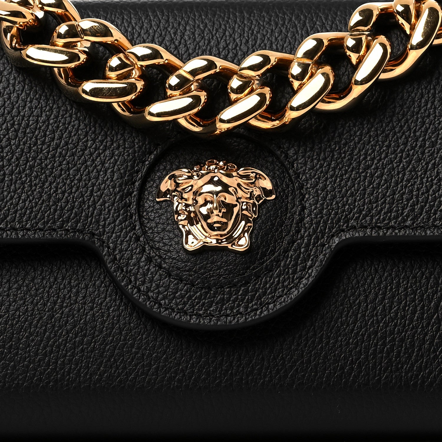 Versace Grained Calfskin La Medusa Wallet On Chain Black 6 of 8