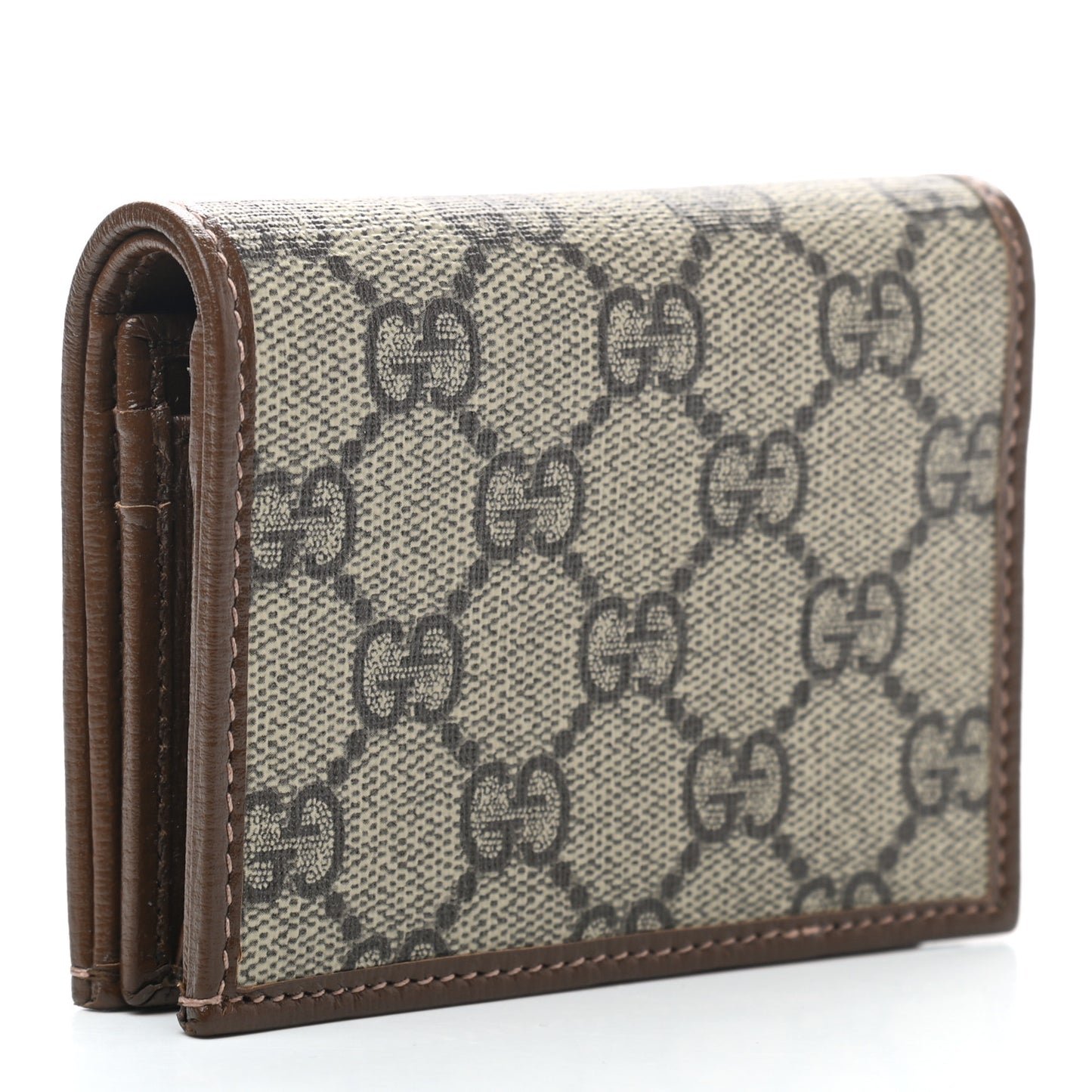 GG Supreme Monogram Horsebit 1955 Card Case Wallet Beige Ebony Brown Sugar