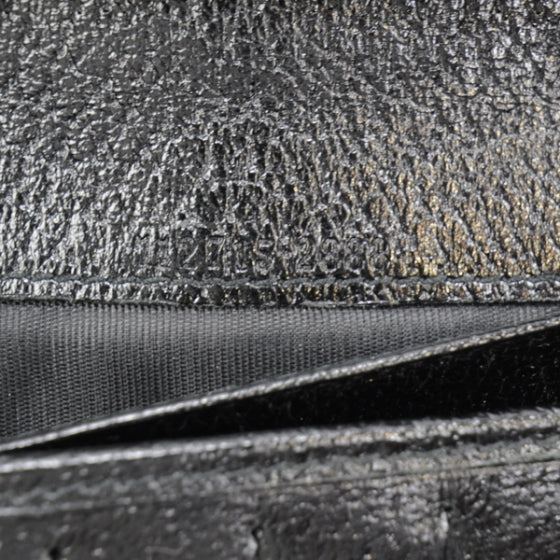 Monogram Engraved Metal Plate Continental Wallet Black