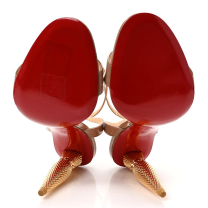 Christian Louboutin Patent Galva Lipqueen 100 Sandals 37 Nude Gold 11 of 16
