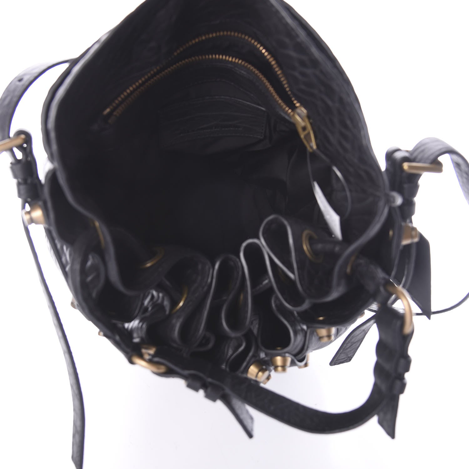Alexander Wang Pebbled Lambskin Diego Bucket Black Antique Brass Hardware 4 of 7