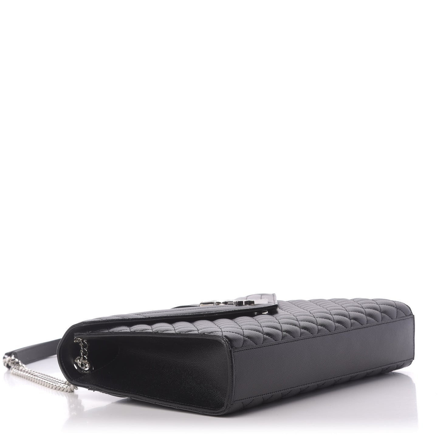 Grain De Poudre Textured Mixed Matelasse Large Triquilt Monogram Satchel Black