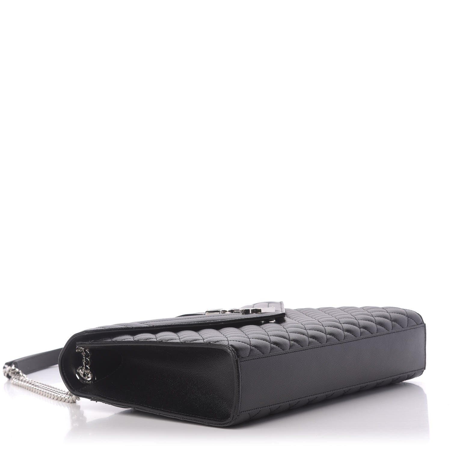 Saint Laurent Grain De Poudre Textured Mixed Matelasse Large Triquilt Monogram Satchel Black 4 of 10