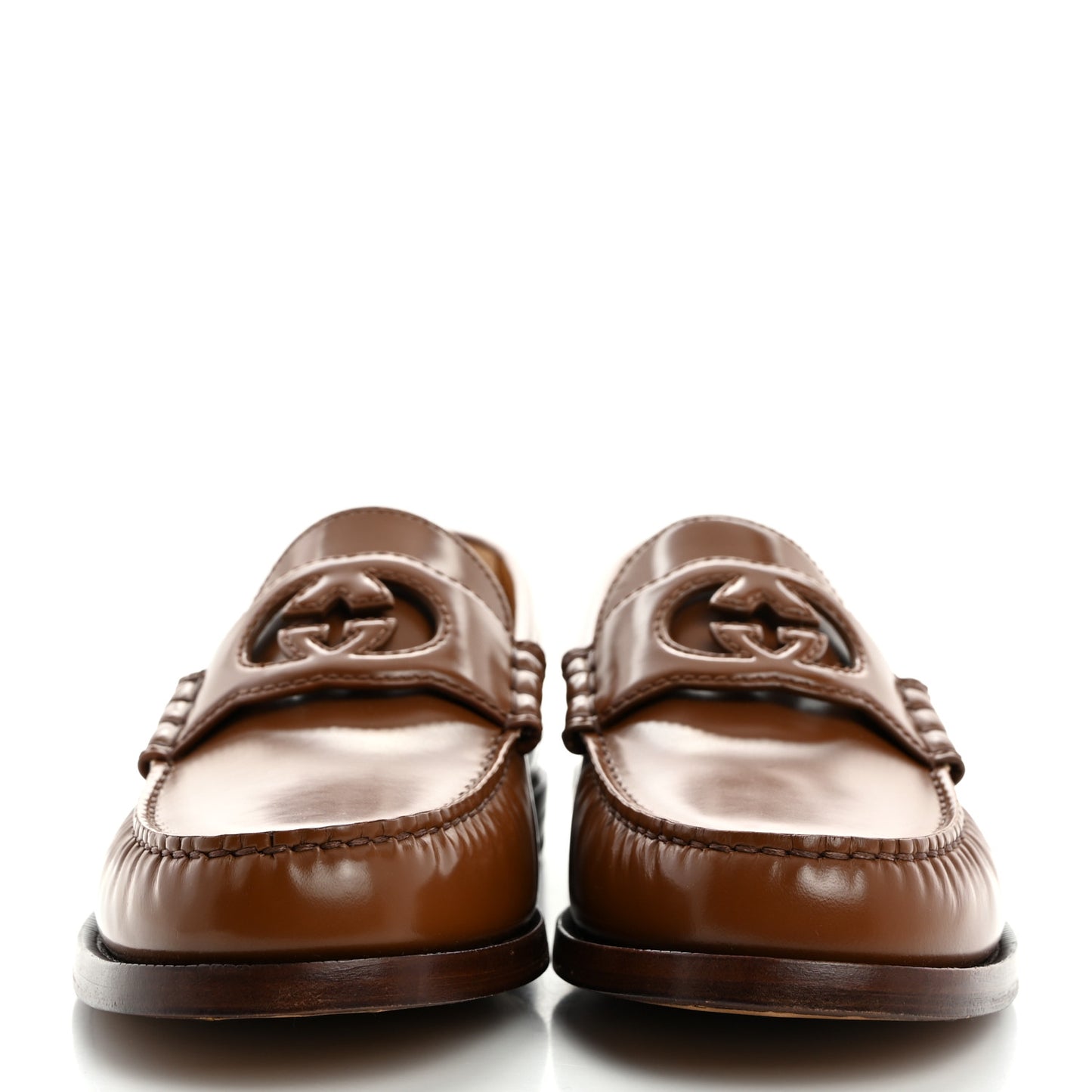 Calfskin Mens Interlocking G Millennial Ribot Loafers 8 Cuir