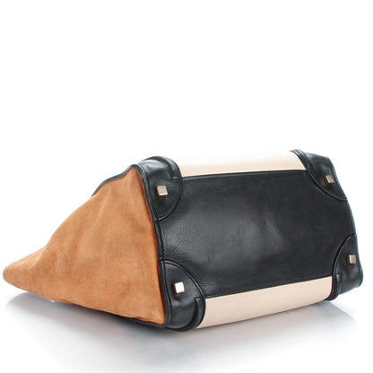 Celine Satin Calfskin Suede Mini Tri-Color Luggage Seashell 4 of 9