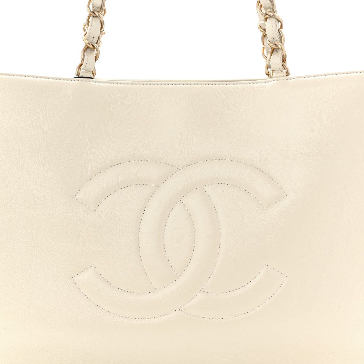 Chanel Shiny Aged Calfskin Shopping Bag White 8 of 10