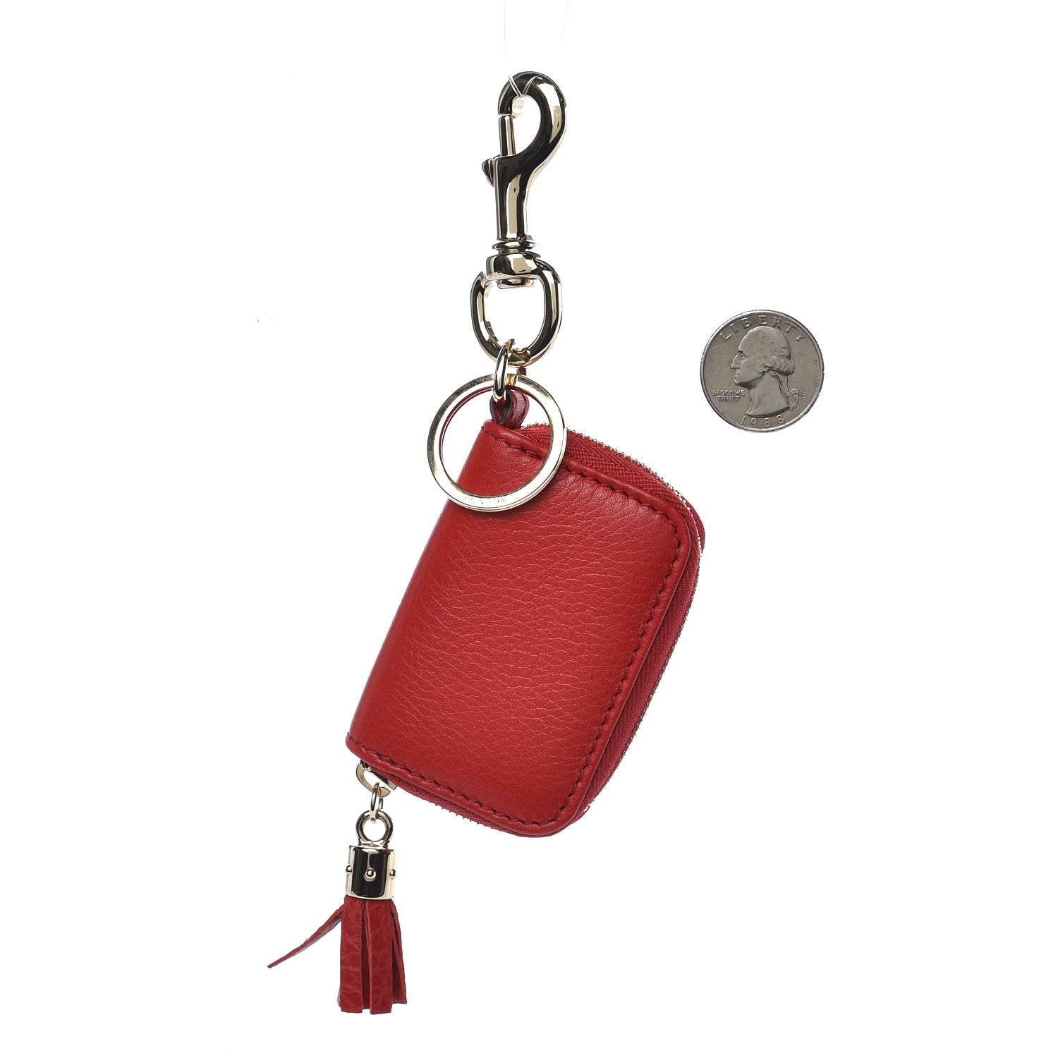 Gucci Pebbled Calfskin Soho Coin Purse Key Ring Red 2 of 4