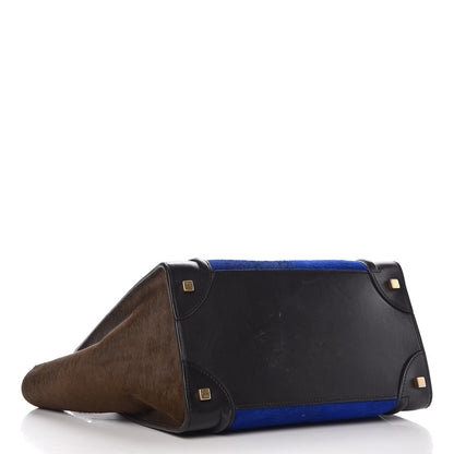 Celine Pony Hair Mini Tri-Color Luggage Royal Blue 4 of 13