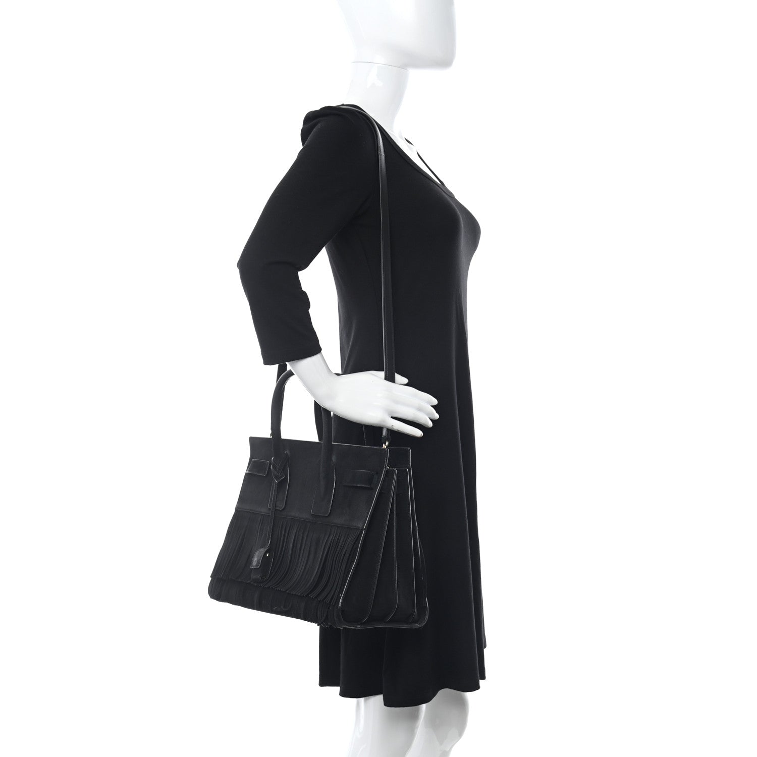 Saint Laurent Suede Fringe Small Sac De Jour Black 2 of 21