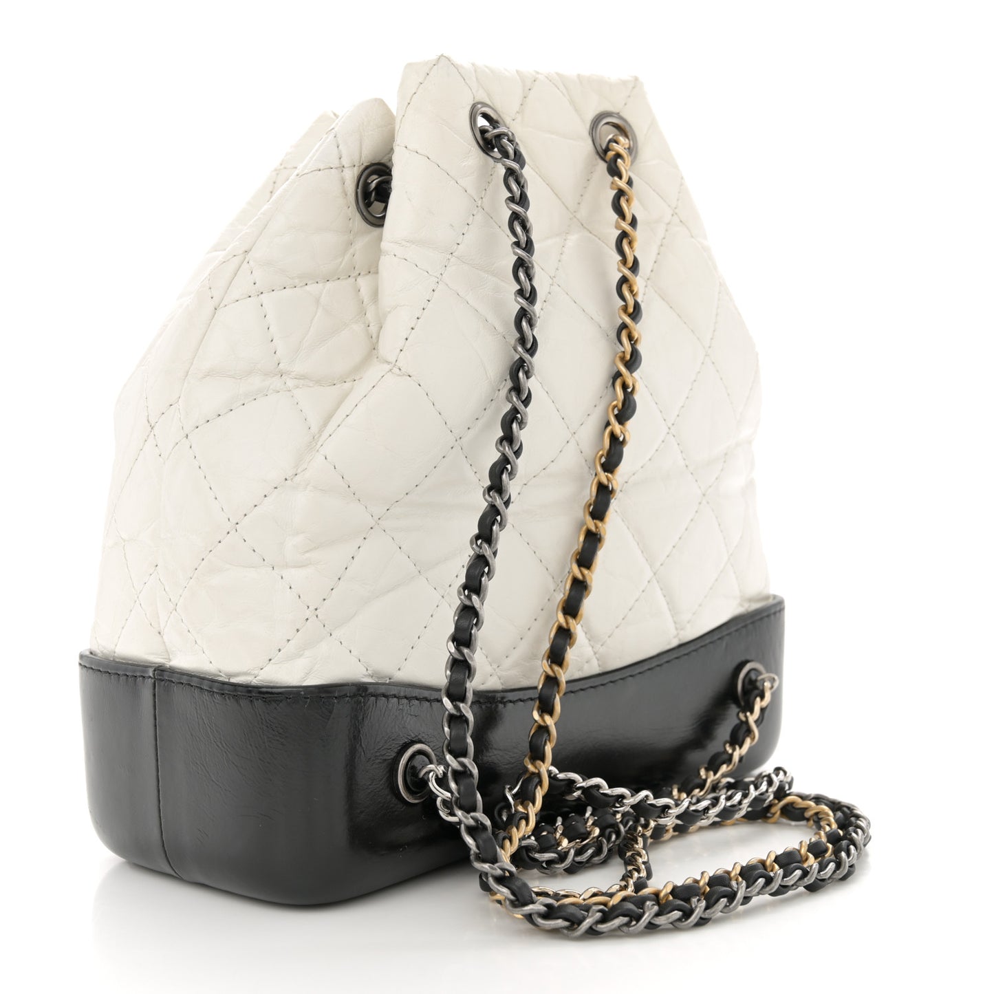 Aged Calfskin Quilted Small Gabrielle Backpack Black White