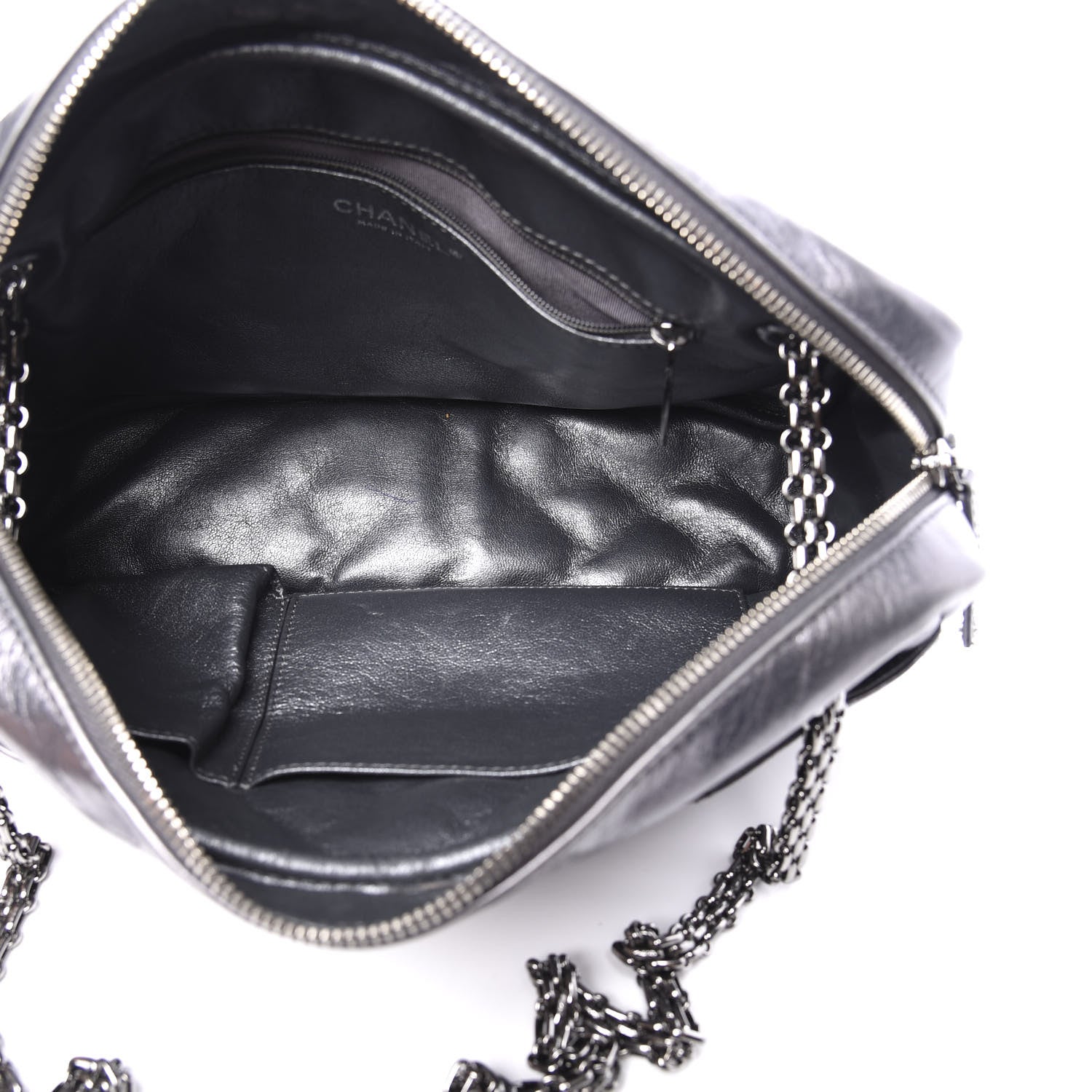 Chanel Metallic Aged Calfskin Quilted Medium Reissue Camera Case Dark Silver 4 of 9