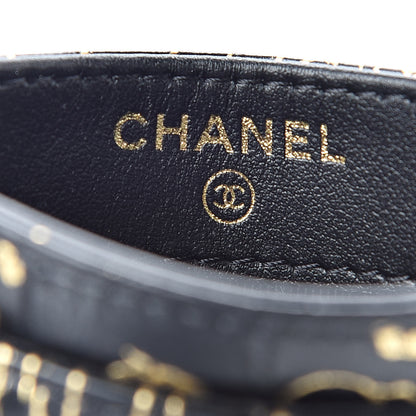 Chanel Calfskin Crocodile Embossed Graffiti 2.55 Cocodile Reissue Card Holder Black Gold 6 of 9