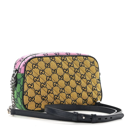 Gucci Monogram Multicolor Matelasse Diagonal Small GG Marmont Chain Shoulder Bag Red Blue Yellow Green Pink 2 of 8