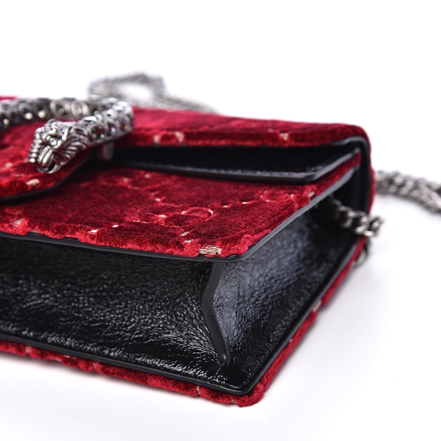 Velvet GG Monogram Super Mini Dionysus Shoulder Bag Red Cipria Black