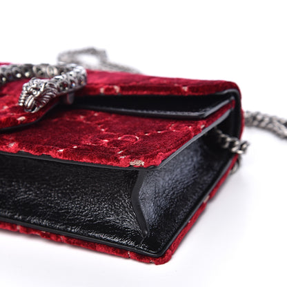 Gucci Velvet GG Monogram Super Mini Dionysus Shoulder Bag Red Cipria Black 7 of 9