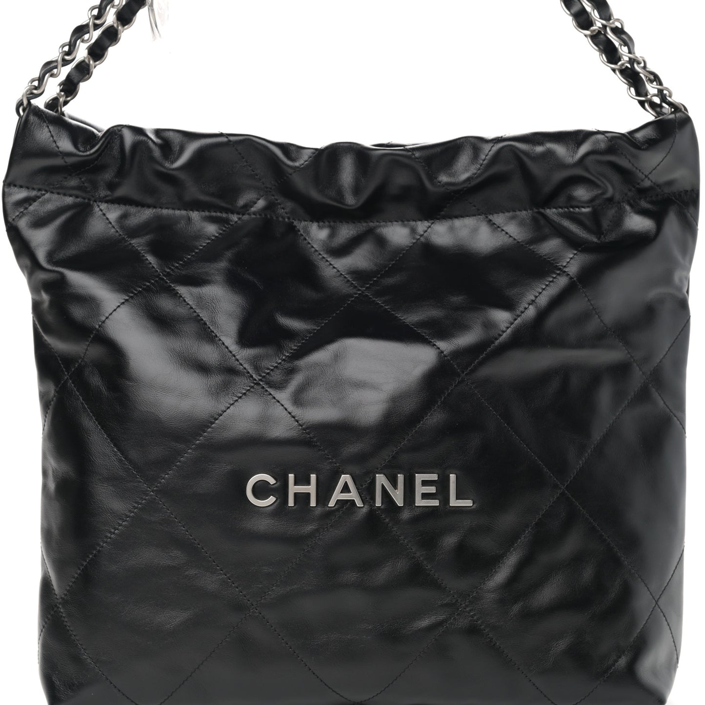 Shiny Calfskin Quilted Small Chanel 22 Black