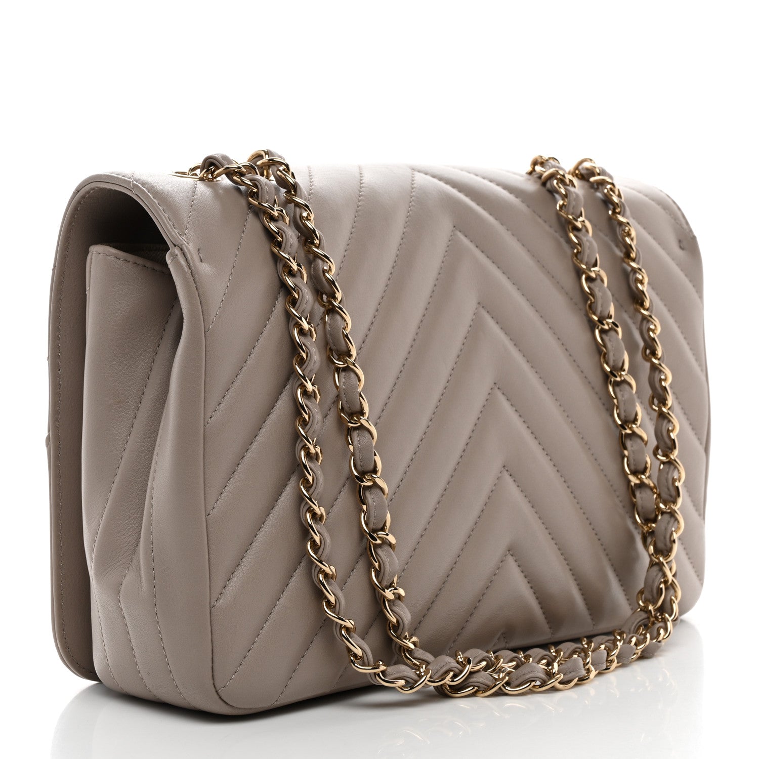 Chanel Calfskin Chevron Quilted Large Statement Flap Beige 3 of 10