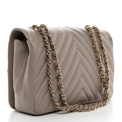 Chanel Calfskin Chevron Quilted Large Statement Flap Beige 3 of 10