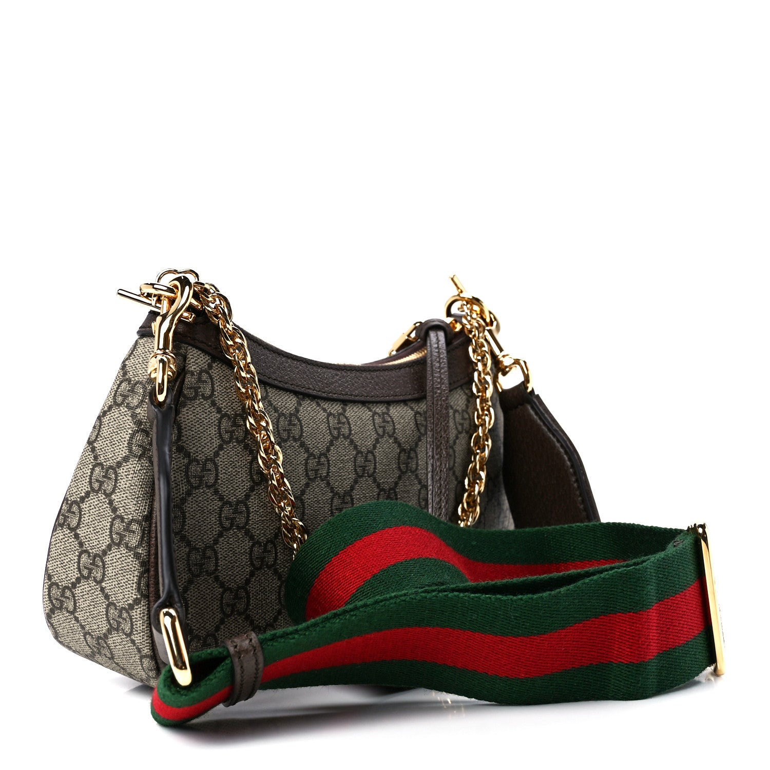 Gucci GG Supreme Monogram Textured Dollar Calfskin Web Small Ophidia GG Handbag Beige Ebony New Acero 3 of 11