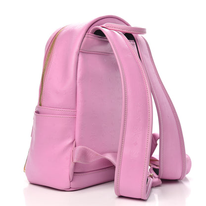 MCM Calfskin Visetos Diamond Printed Small Backpack Pink Cognac 2 of 11