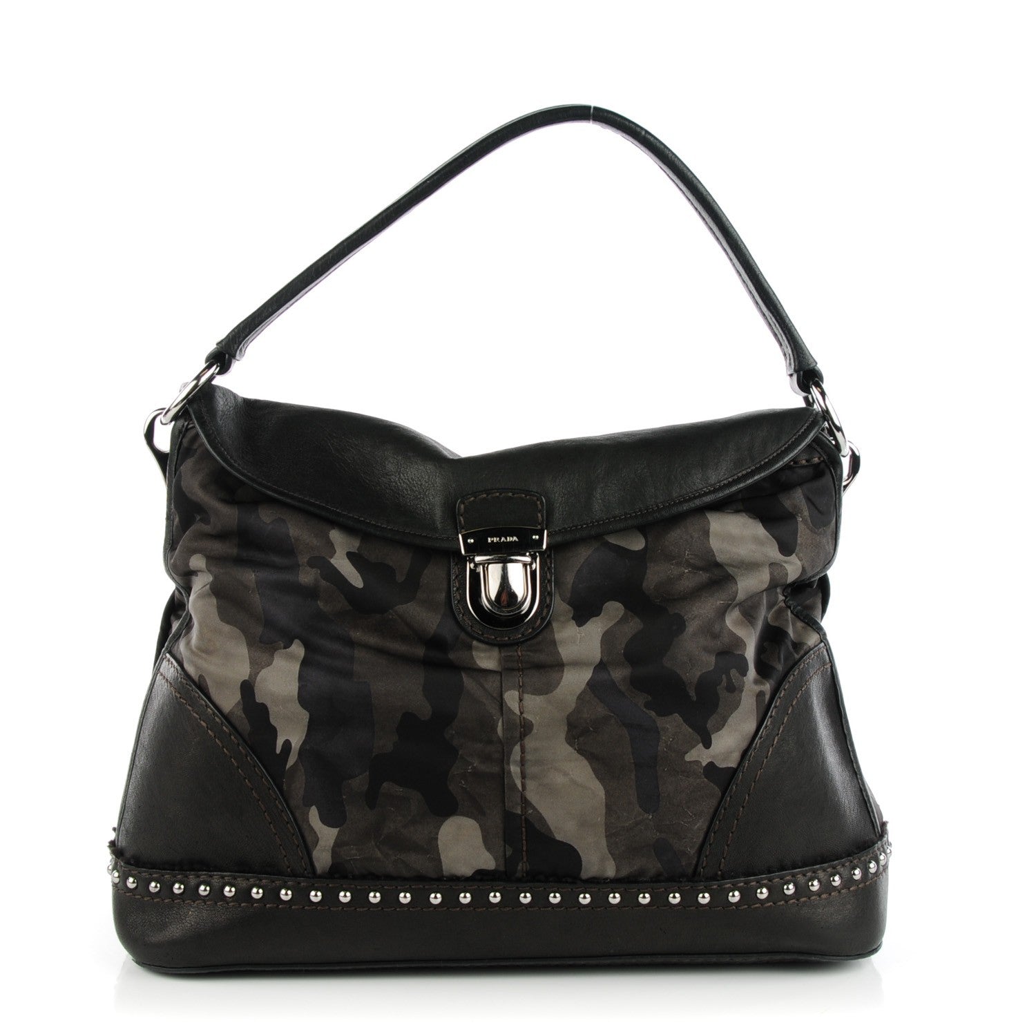 Prada Tessuto Camouflage Flap Shoulder Bag Fumo 1 of 10