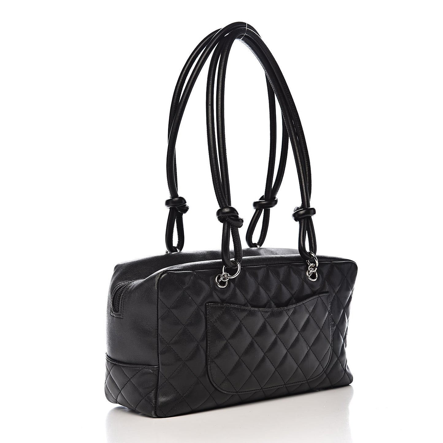 Calfskin Quilted Large Cambon Bowler Black White