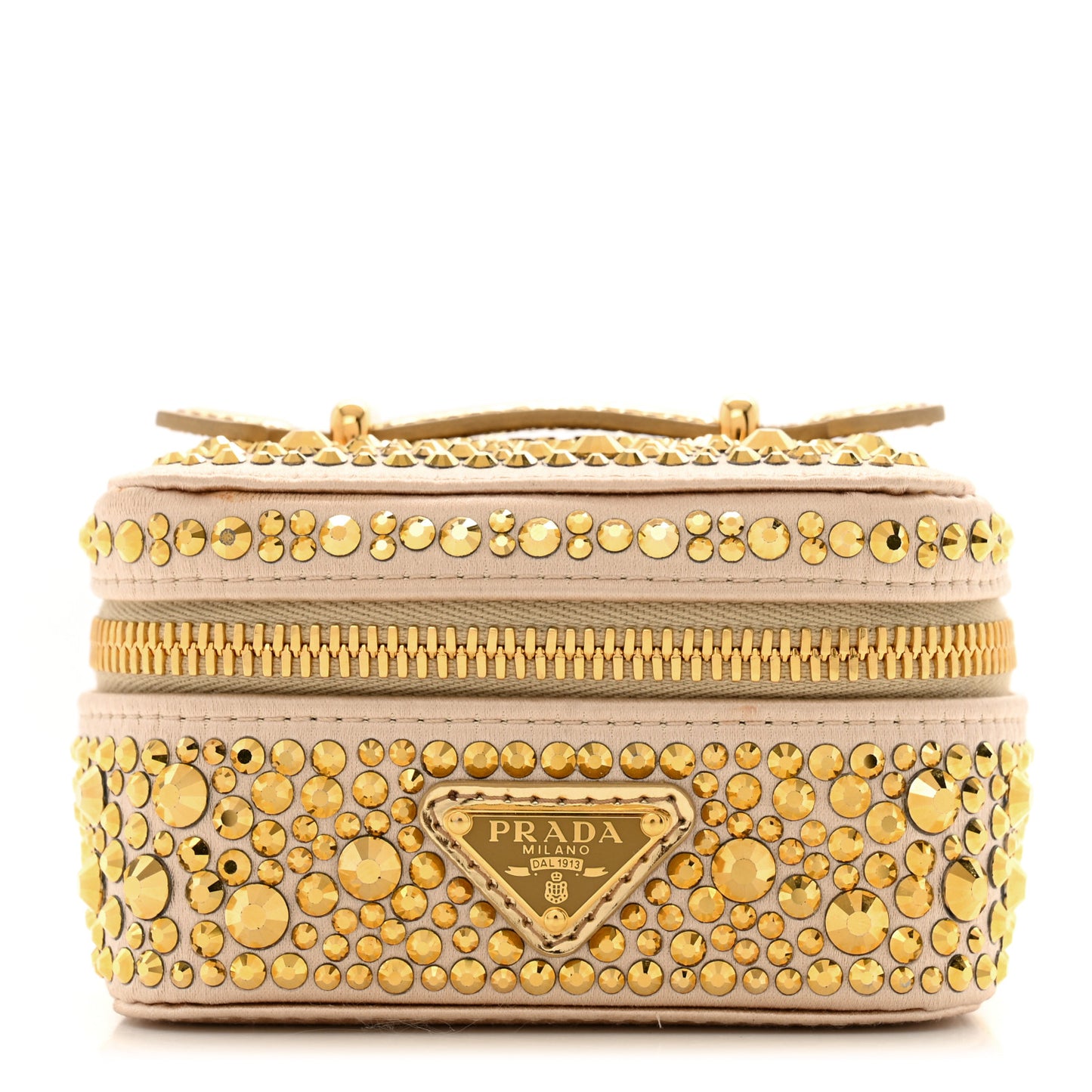 Satin Crystal Degrade Jewelry Beauty Case Platino