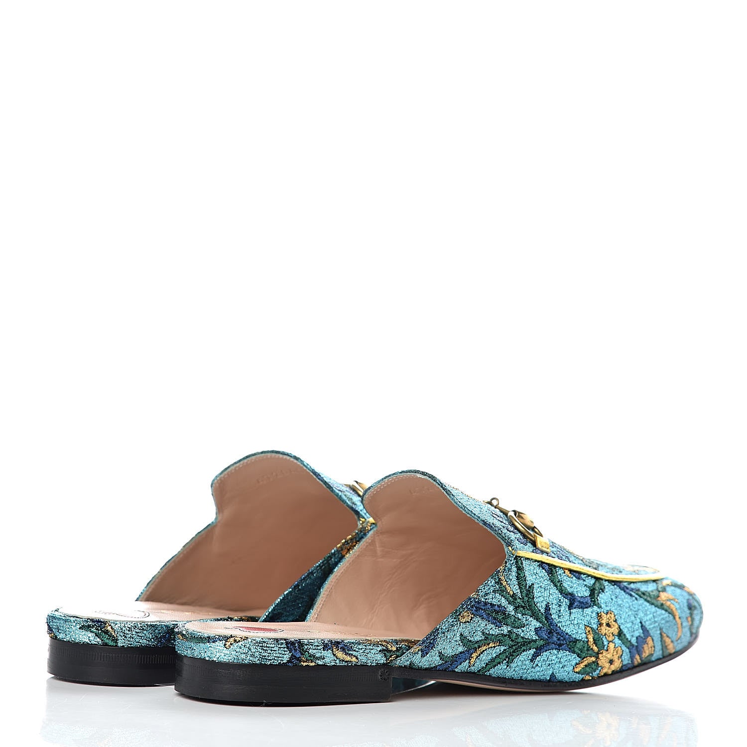 Gucci Iridescent Brocade Womens Princetown Slippers 38.5 Azure Multicolor Oro 4 of 8