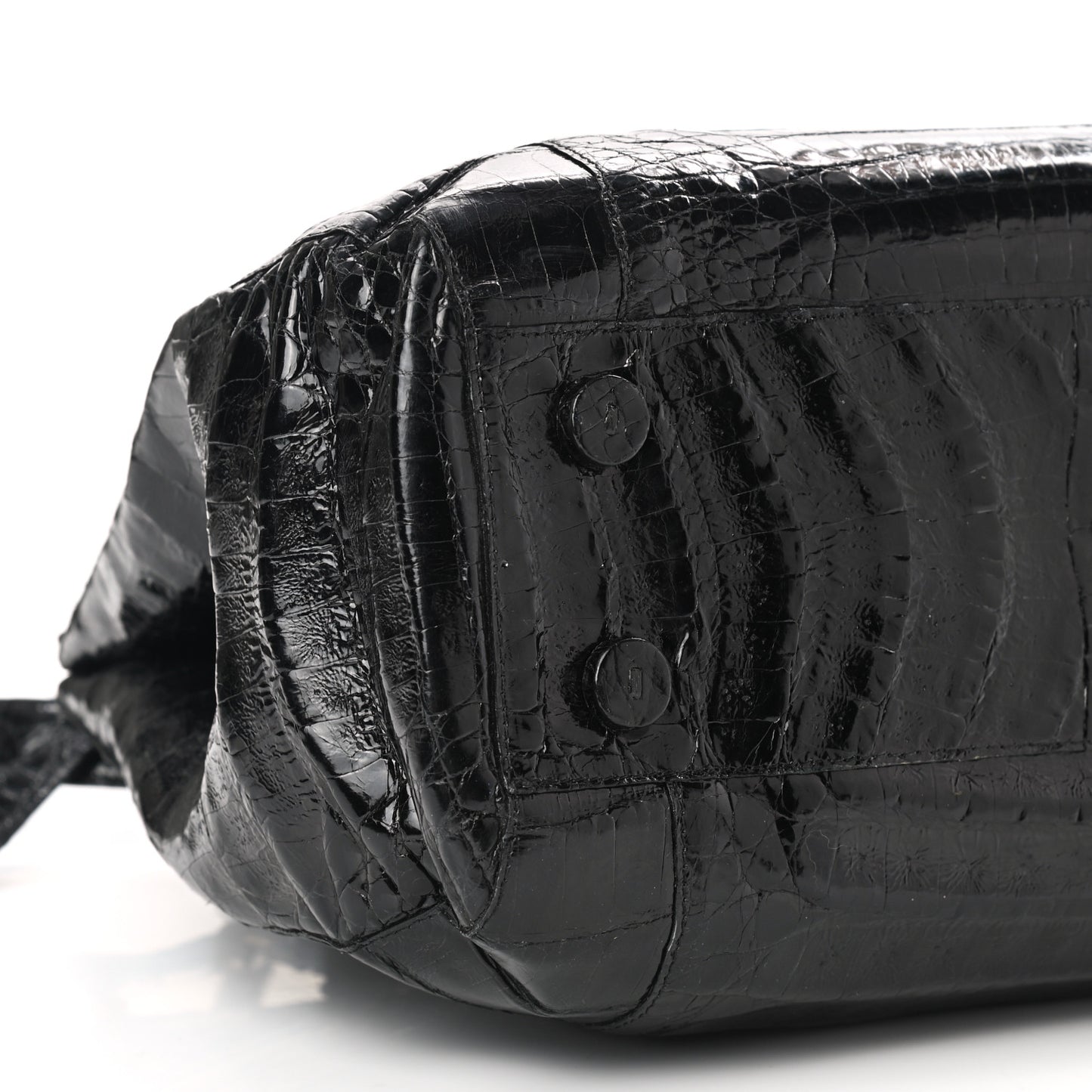 Crocodile Top Handle Satchel Black